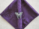 Cloth Dinner Napkin Floral Damask Jacquard Polyester 20x20 Eggplant