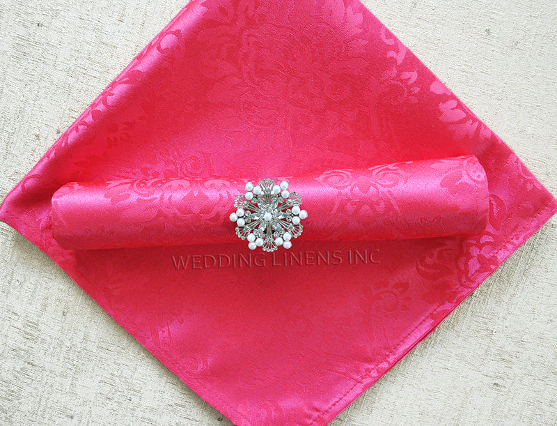 Marquis Damask Polyester Dinner Napkins 20x20 Fuchsia