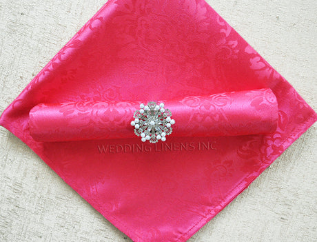 Marquis Damask Polyester Dinner Napkins 20x20 Fuchsia