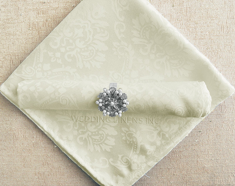 Cloth Dinner Napkin Marquis Damask Jacquard Polyester 20x20 Ivory