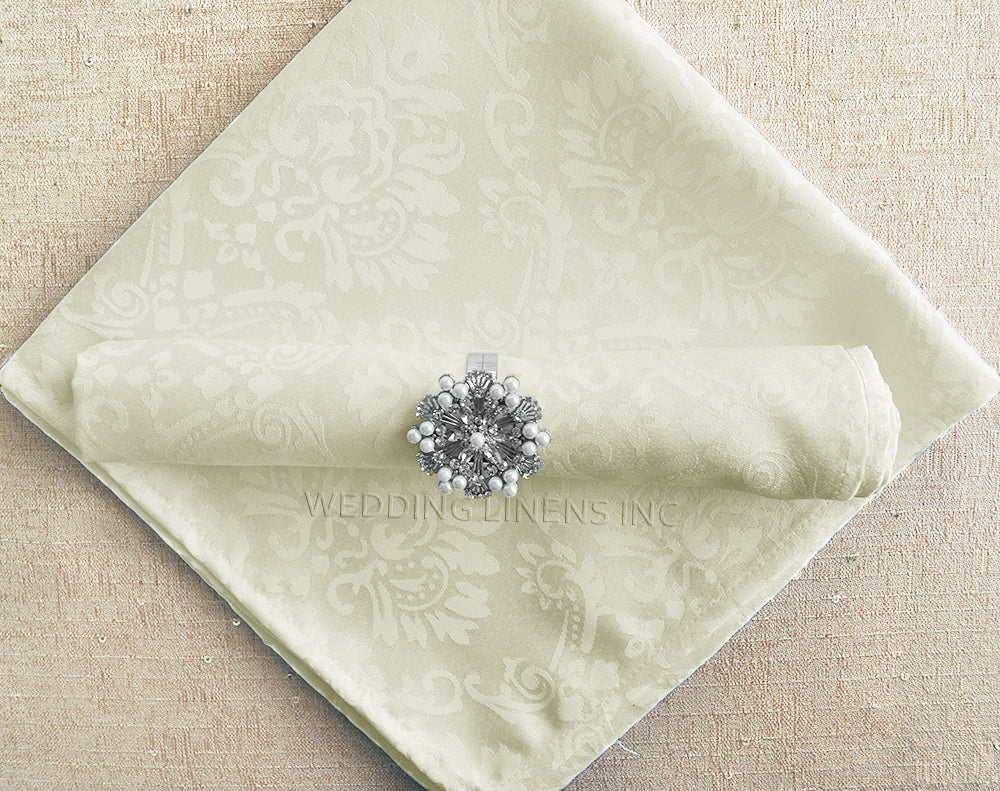 Marquis Damask Polyester Dinner Napkins 20x20 Ivory