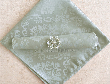 Cloth Dinner Napkin Marquis Damask Polyester 20x20 Silver