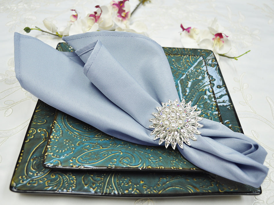 Economy Polyester Cloth Dinner Napkins 19x19 Dusty Blue