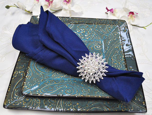 Cloth Dinner Napkins 20x20 Premium Polyester Navy Blue