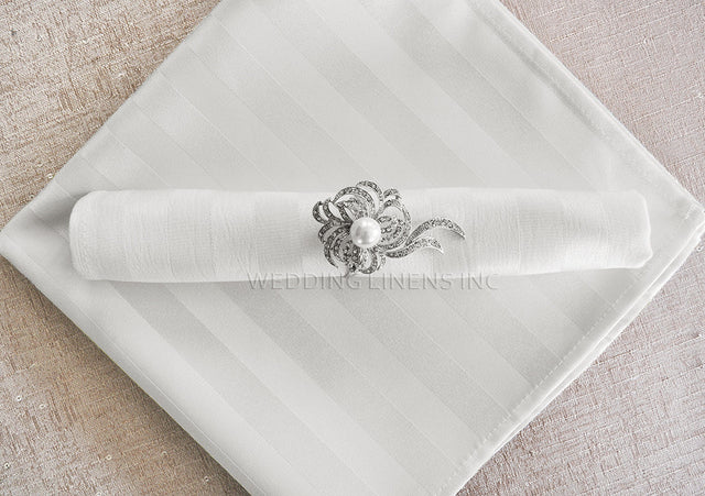 Cloth Dinner Napkin Sample 20x20 Striped Jacquard Polyester White