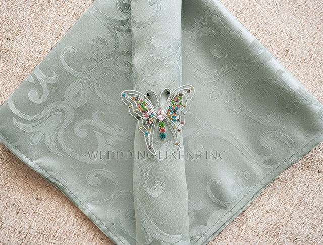 Jacquard Damask Cloth Dinner Napkins 20x20 Silver