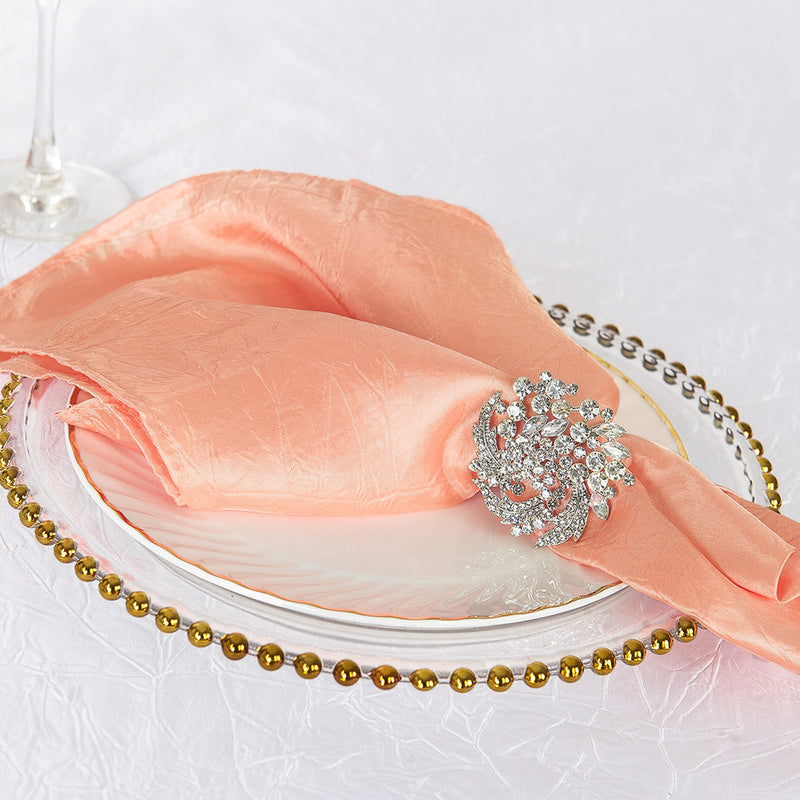 Crushed Taffeta Cloth Dinner Napkins 20x20 Apricot/Peach