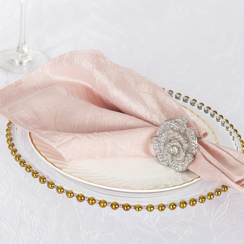 Crushed Taffeta Dinner Napkins 20x20 Blush Pink/Rose Gold