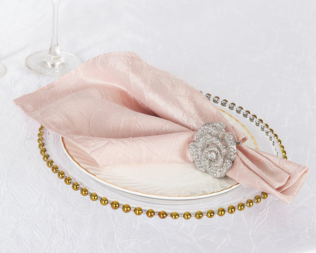 Crushed Taffeta Dinner Napkins 20x20 Blush Pink/Rose Gold