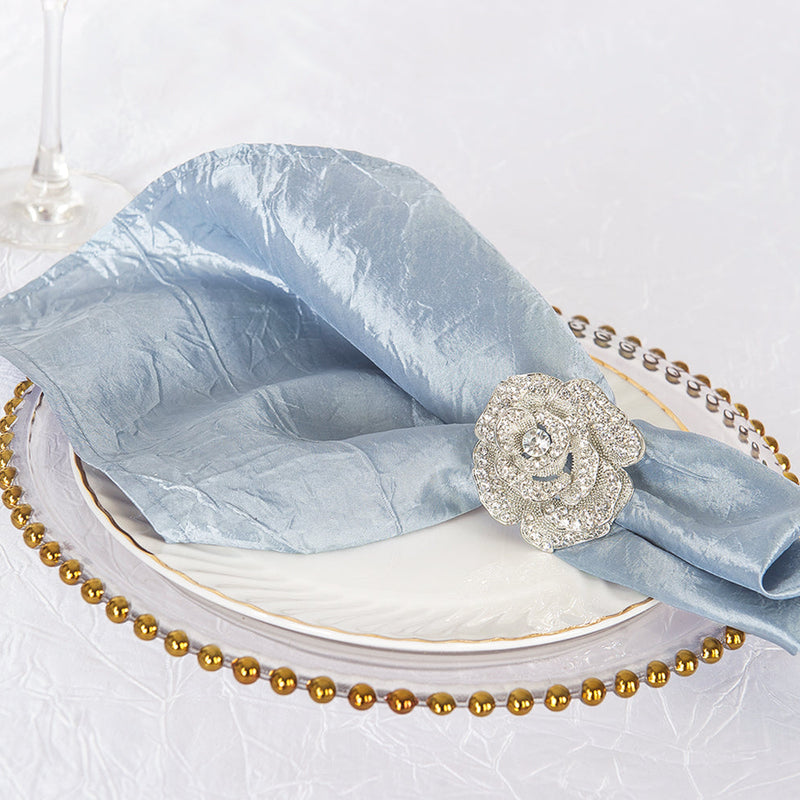 Crushed Taffeta Cloth Dinner Napkins 20x20 Dusty Blue
