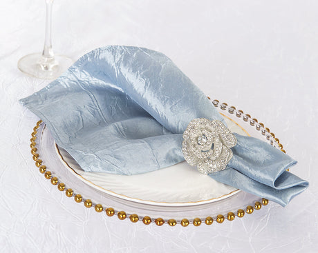 Crushed Taffeta Cloth Dinner Napkins 20x20 Dusty Blue