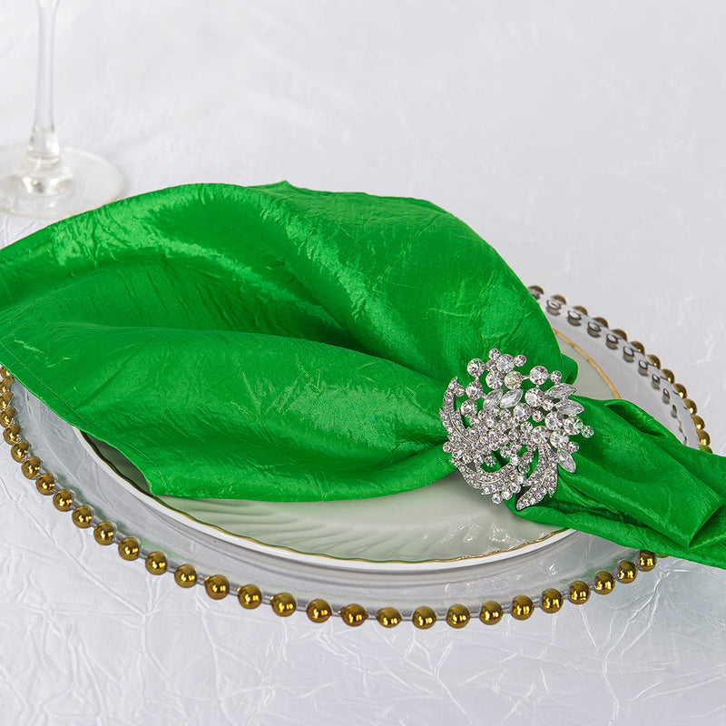 Crushed Taffeta Dinner Napkins 20x20 Emerald Green