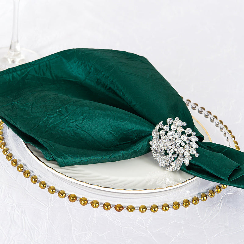 Crushed Taffeta Cloth Dinner Napkins 20x20 Hunter Green/Holly Green