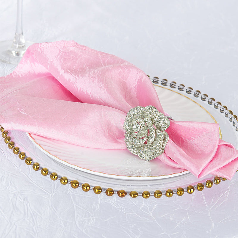 Crushed Taffeta Dinner Napkins 20x20 Pink