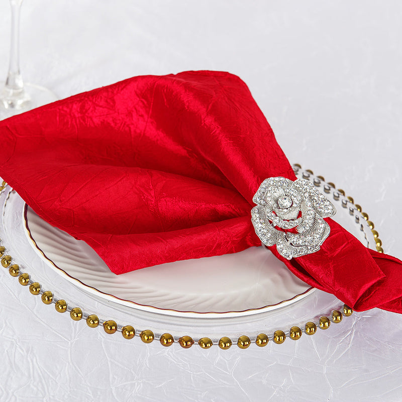 Crushed Taffeta Cloth Dinner Napkins 20x20 Red