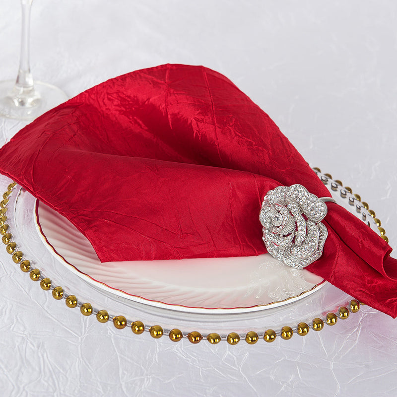 Crushed Taffeta Cloth Dinner Napkins 20x20 Apple Red