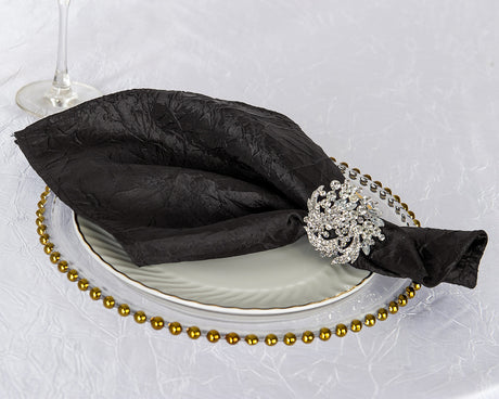 Crushed Taffeta Dinner Napkins 20x20 Black