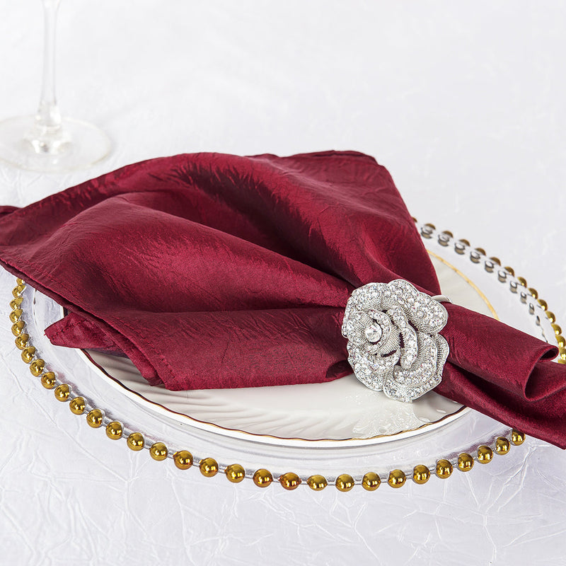 Crushed Taffeta Cloth Dinner Napkins 20x20 Burgundy