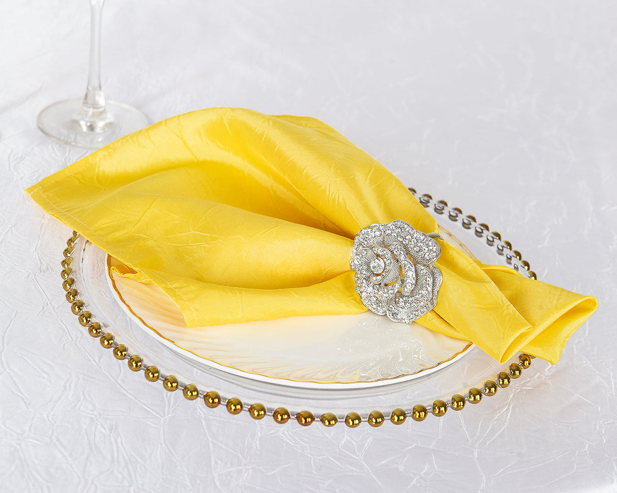 Crushed Taffeta Dinner Napkins 20x20 Canary Yellow