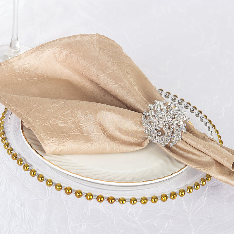 Crushed Taffeta Cloth Dinner Napkins 20x20 Champagne