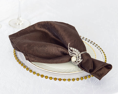 Crushed Taffeta Dinner Napkins 20x20 Chocolate