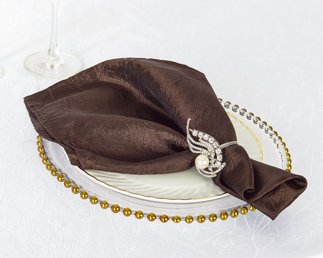 Crushed Taffeta Dinner Napkins 20x20 Chocolate