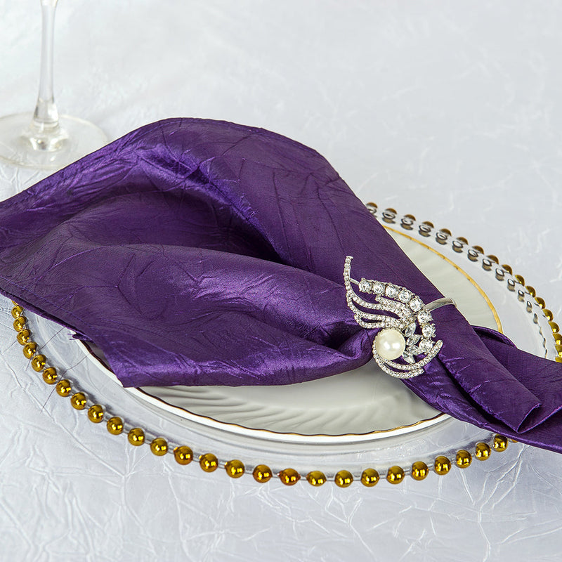 Crushed Taffeta Cloth Dinner Napkins 20x20 Eggplant
