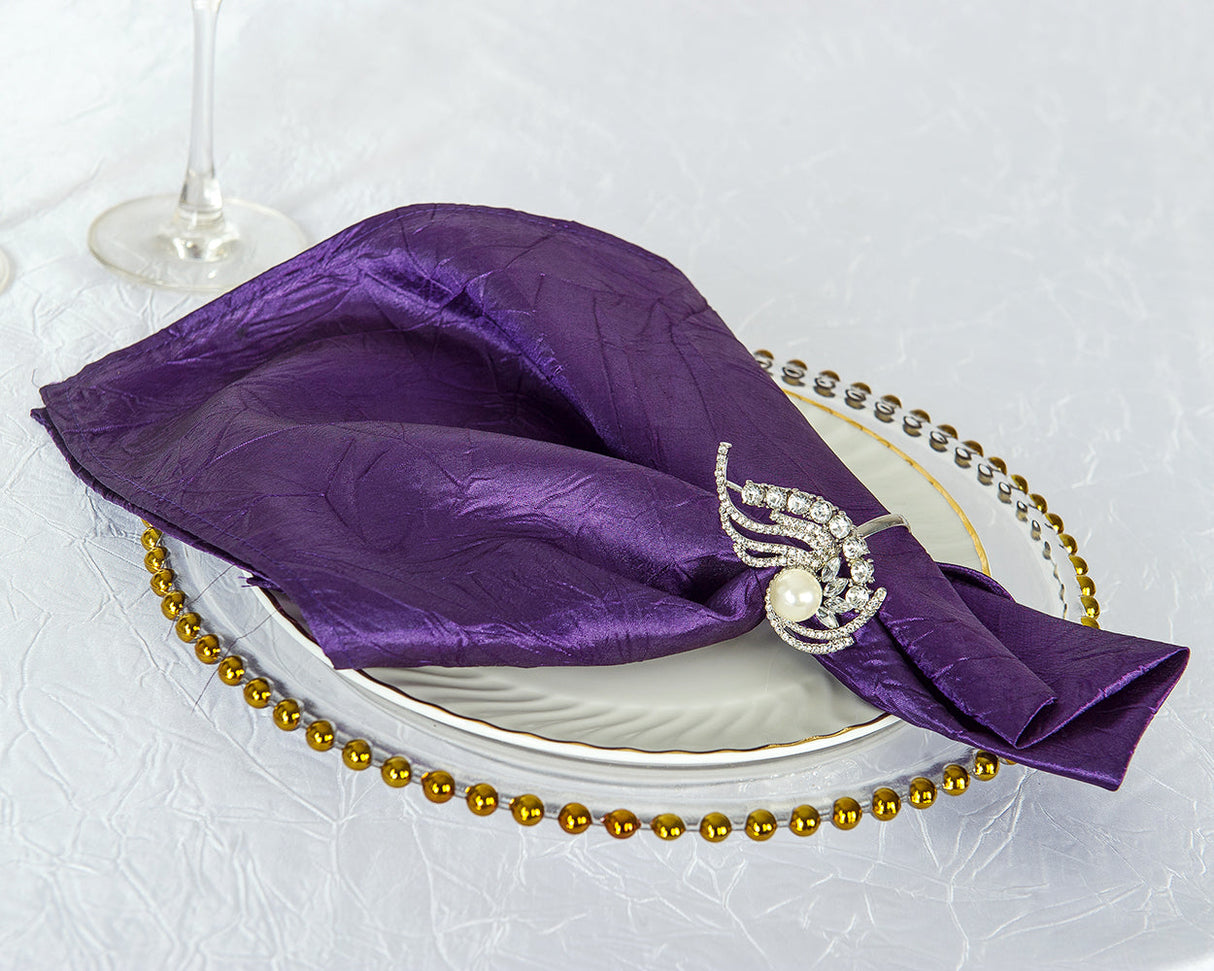 Crushed Taffeta Cloth Dinner Napkins 20x20 Eggplant