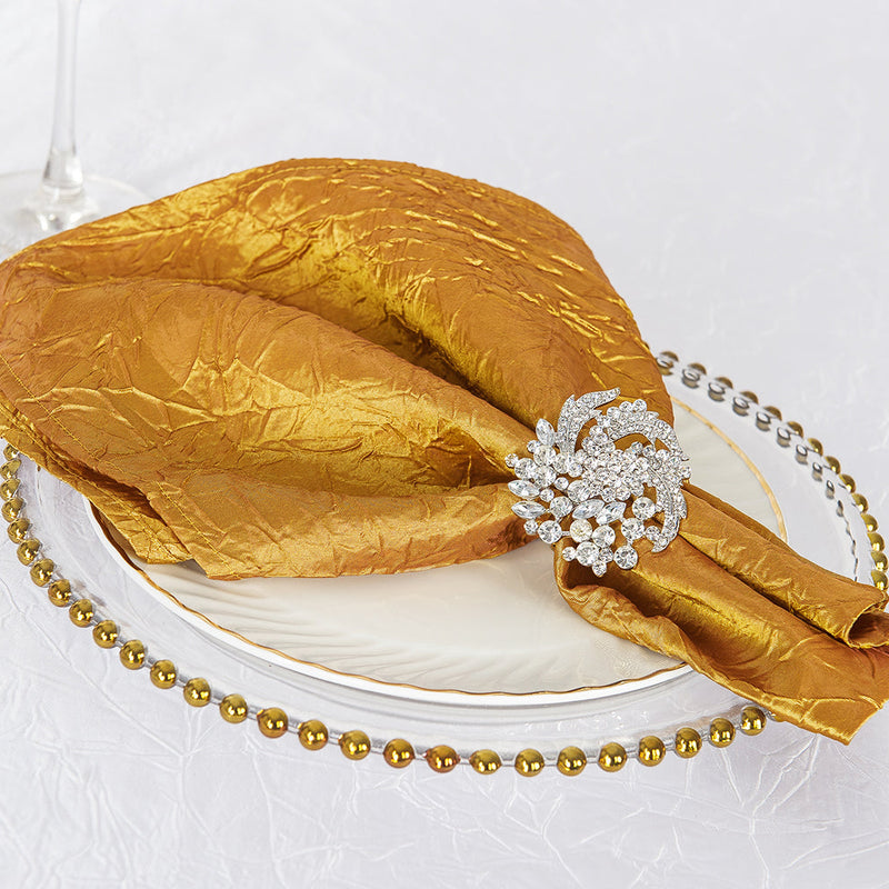 Crushed Taffeta Cloth Dinner Napkins 20x20 Gold