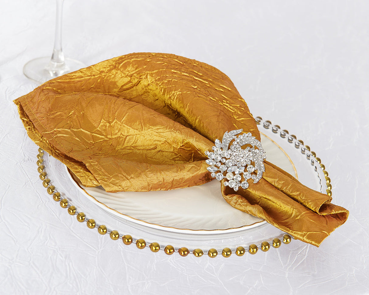 Crushed Taffeta Cloth Dinner Napkins 20x20 Gold