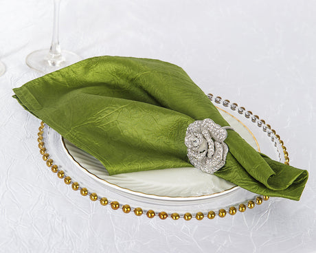 Crushed Taffeta Cloth Dinner Napkins 20x20 Moss Green