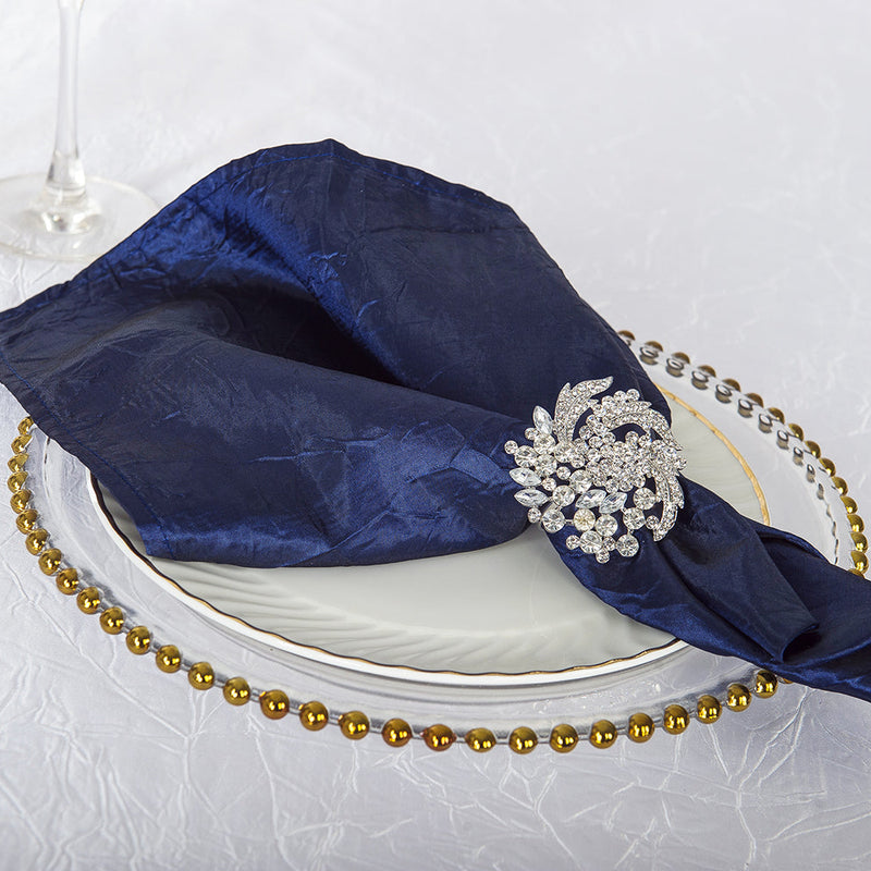 Crushed Taffeta Dinner Napkins 20x20 Navy Blue