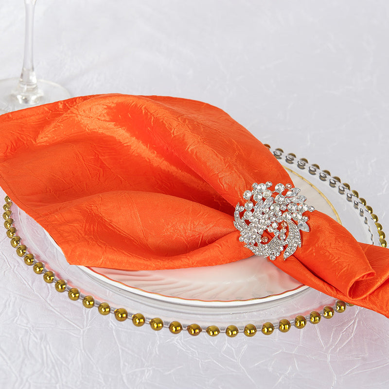Crushed Taffeta Cloth Dinner Napkins 20x20 Orange