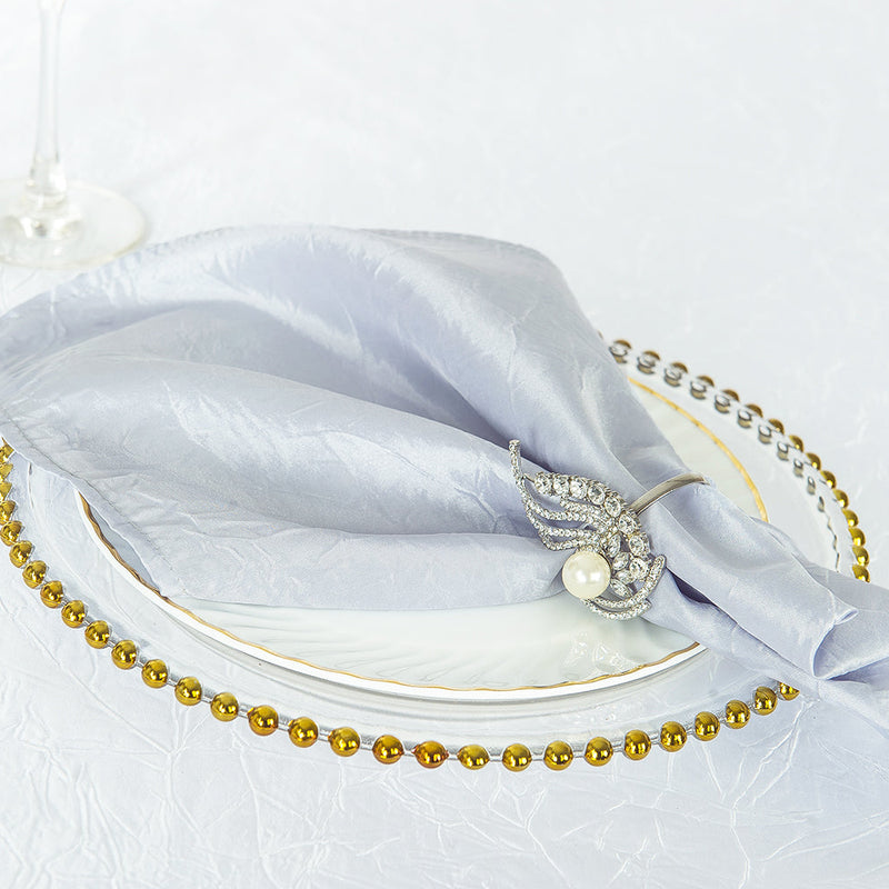 Crushed Taffeta Cloth Dinner Napkins 20x20 Platinum/Light Silver