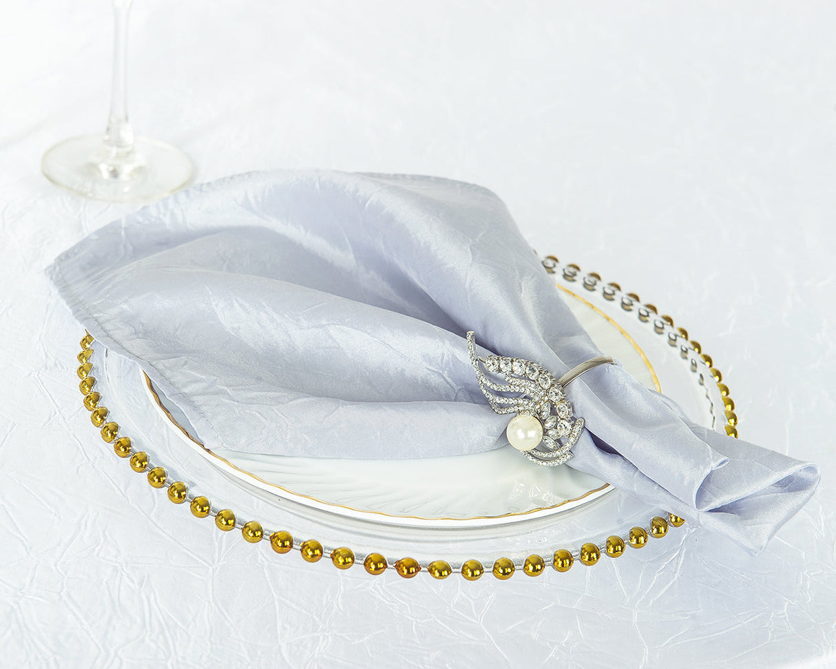 Crushed Taffeta Cloth Dinner Napkins 20x20 Platinum/Light Silver