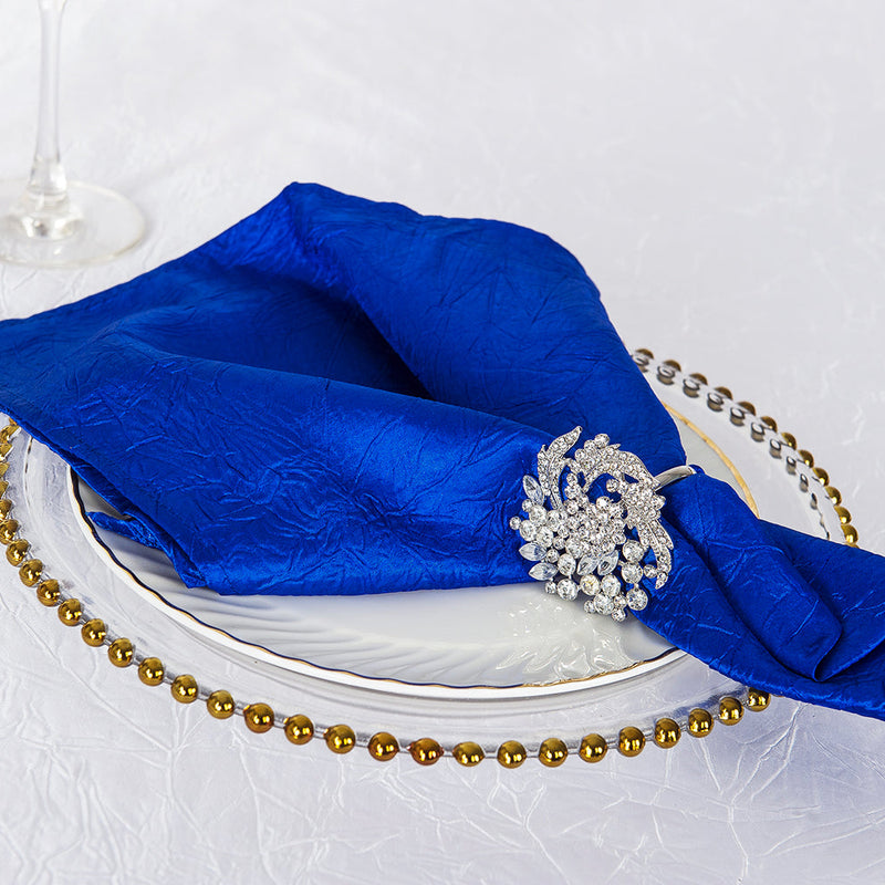 Crushed Taffeta Dinner Napkins 20x20 Royal Blue