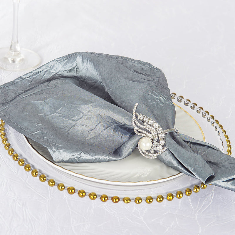 Crushed Taffeta Dinner Napkins 20x20 Silver