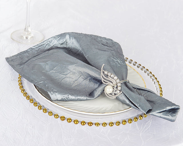 Crushed Taffeta Dinner Napkins 20x20 Silver