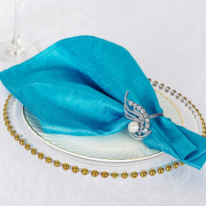 Crushed Taffeta Dinner Napkins 20x20 Turquoise