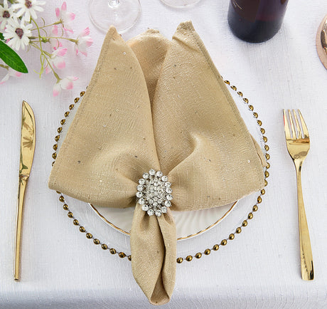 Sequin Paillette Poly Flax Burlap Napkins