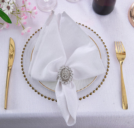 Sequin Paillette Cloth Dinner Napkins White 20x20