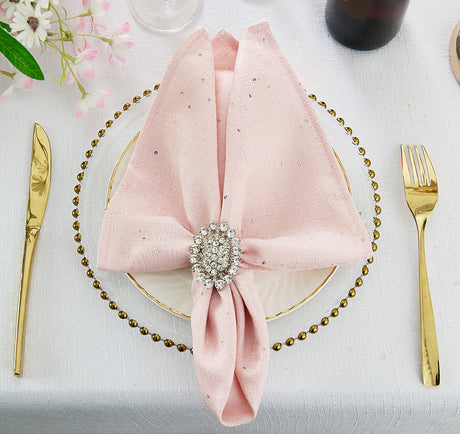 Sequin Paillette Poly Flax Burlap Napkins