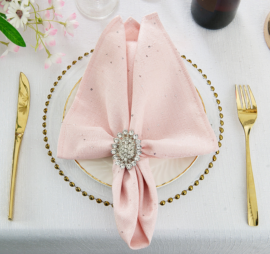 Sequin Paillette Napkins 20x20 Blush Pink