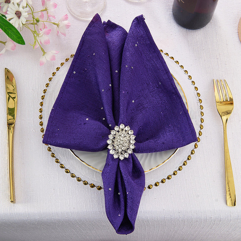 Sequin Paillette Cloth Dinner Napkins 20x20 Regency Purple