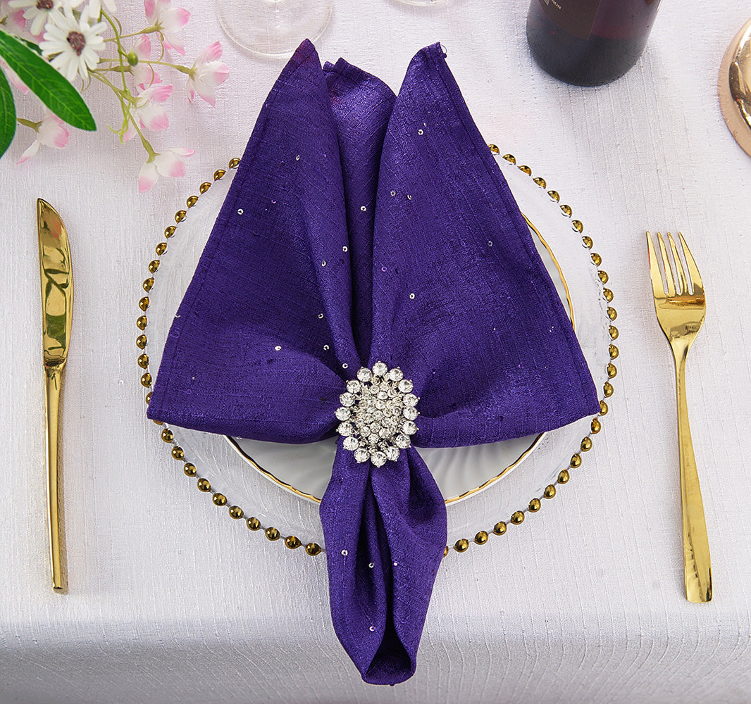 Sequin Paillette Cloth Dinner Napkins 20x20 Regency Purple