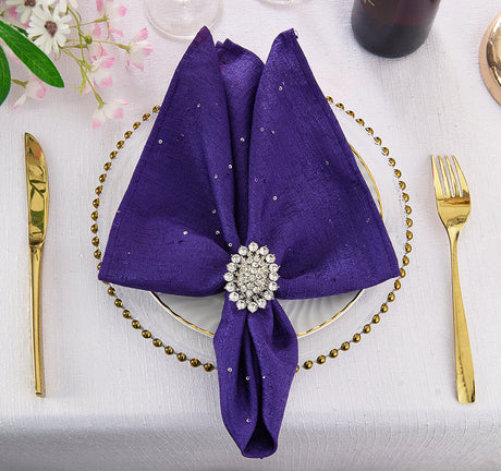 Sequin Paillette Cloth Dinner Napkins 20x20 Regency Purple