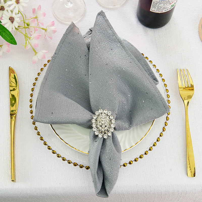Sequin Paillette Cloth Dinner Napkins 20x20 Silver