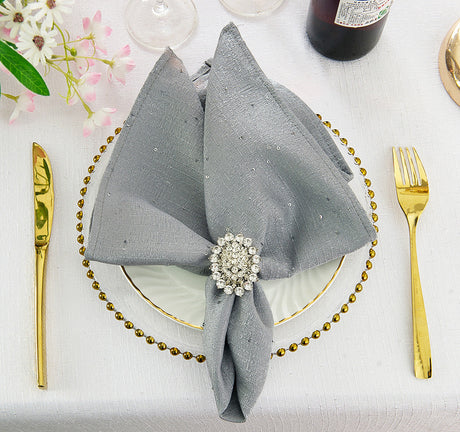 Sequin Paillette Cloth Dinner Napkins 20x20 Silver