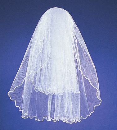 White Two Tier Bridal Wedding Veil Wired Edge 20x26 Inch