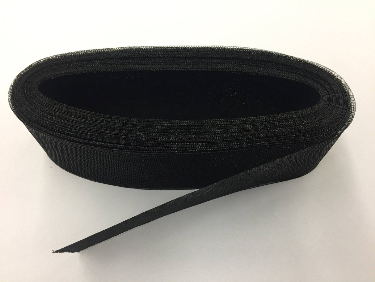Crinoline Horsehair Braid Trim Polyester Fabric - Black, 4" Width (20 Yards)